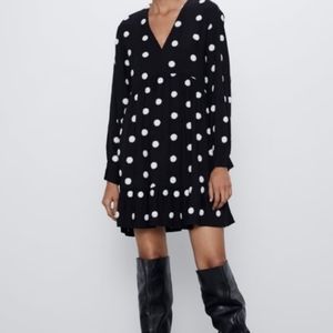 Zara basic polkodot flowy dress